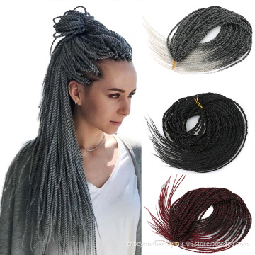 Brown Blonde Grey Burgundy Ombre High Quality Braiding Hair Extension Synthetic Hair Box Braids  Crochet Braids